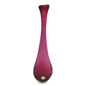 Tall Flygsfors 1960's Swedish Pink Glass Vase - Signed