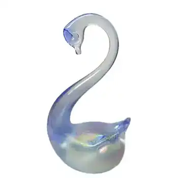 Heron Glass Blue Iridescent Swan Sculpture - Boxed