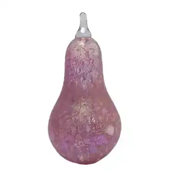 Heron Glass Pink Iridescent Pear Paperweight - Boxed