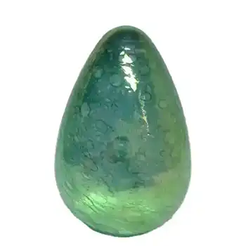 Heron Glass Green Iridescent 'Egg' Paperweight