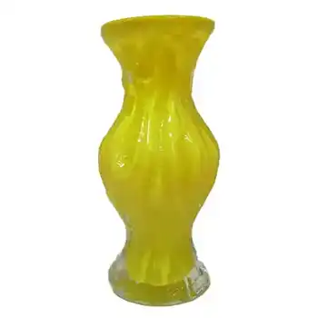 Ingrid/Ingridglas Yellow 1970s Glass Bark Textured Vase