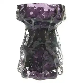 Ingrid/Ingridglas 1970s Purple Glass Bark Textured Vase
