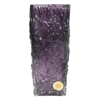 Ingrid/Ingridglas 1970s Purple Glass Bark Textured Vase