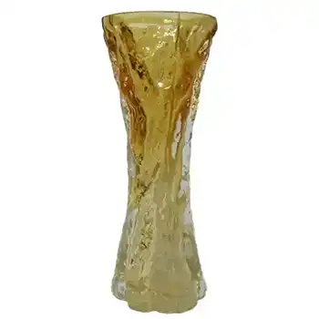 Ingrid/Ingridglas 1970s Amber Glass Bark Textured Vase