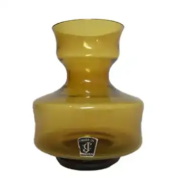 JC 1970's Scandinavian Amber Glass Vase - Labelled