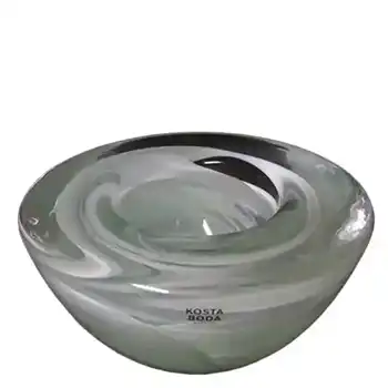 Kosta Boda White Glass Atoll Candle Holder/Bowl - Label