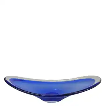 Magnor Scandinavian 70's Blue Cased Glass Bowl - Signed