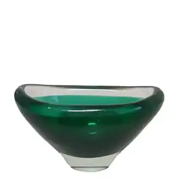 Magnor Scandinavian 70s Green Cased Glass Bowl - Signed