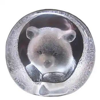 Mats Jonasson #3332 Glass Paperweight Bear Sculpture - Signed