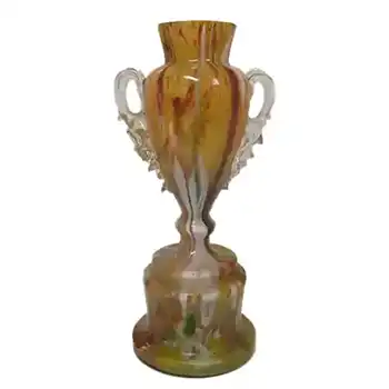 Welz Bohemian Multicoloured Spatter Glass Trophy Vase