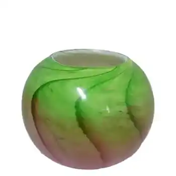 Maltese Mtarfa Pink & Green Glass Spherical Vase