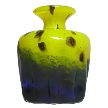 Maltese Mtarfa Organic Yellow + Blue Art Glass Vase