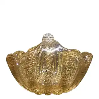 Barovier & Toso Murano Cordonato Oro Gold Leaf Glass Bowl