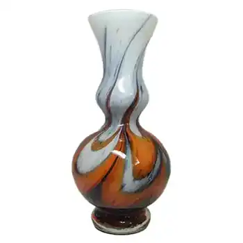 V.B. Opaline Florence Italian Marbled Orange Glass Vase