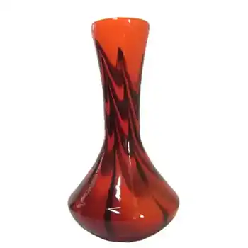 V.B. Opaline Florence Italian Marbled Art Orange Glass Vase