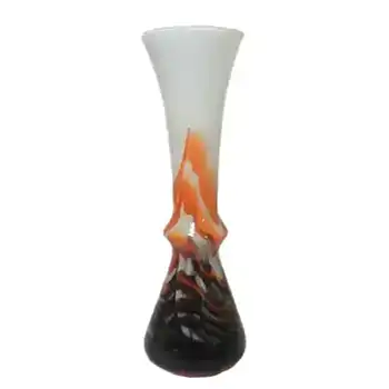 V.B. Opaline Florence Italian Marbled Orange Glass Vase
