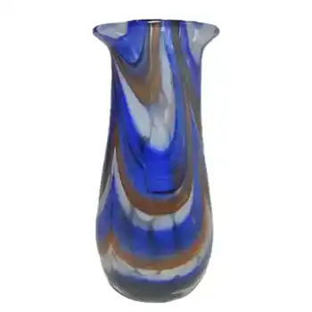 Phoenician Maltese Orange + Blue Glass Vase - Signed