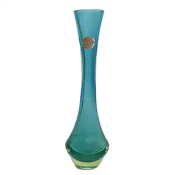 Murano Sommerso Turquoise Green Uranium Glass Stem Vase