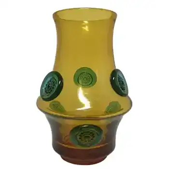 Prachen 1970s Amber + Blue Glass Vase - Josef Hospodka