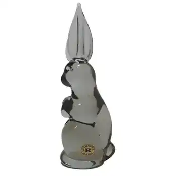 Reijmyre Swedish Smoky Glass Rabbit - Labelled