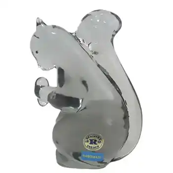 Reijmyre Swedish Smoky Grey Glass Squirrel - Labelled
