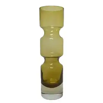 Aseda Bo Borgstrom  Swedish Amber Glass Hooped Vase