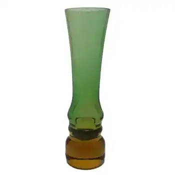 Sea Glasbruk 1970's Swedish Green & Amber Glass Vase