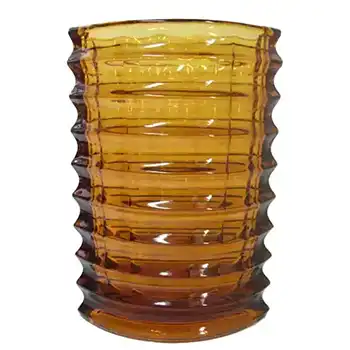 Zabkowice Polish Amber Pleated Glass Vase by Jan Sylwester Drost