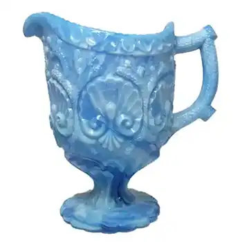 Davidson 1890s Victorian Blue Malachite/Slag Glass Jug