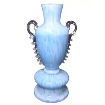 Welz Bohemian Blue & White Spatter Glass Trophy Vase