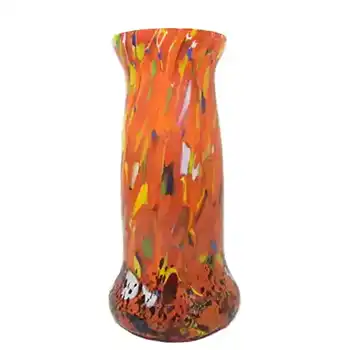 Bohemian Multicoloured Spatter/Splatter Glass Vase 1930