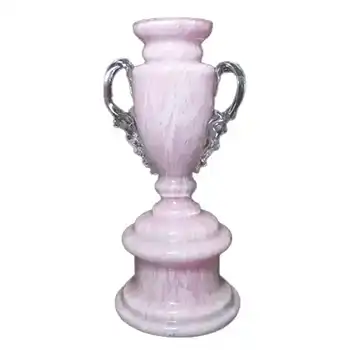 Welz Bohemian Pink & White Spatter Glass Trophy Vase