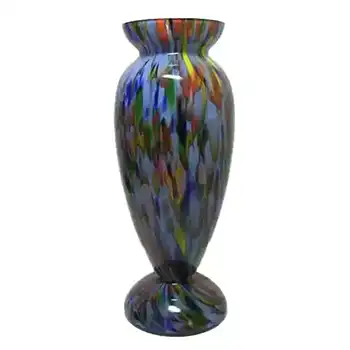 Large 1930's Bohemian Multicoloured Spatter Glass Vase