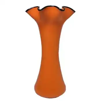 1930's Bohemian Retro Orange & Black Tango Glass Vase
