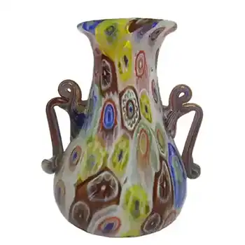 Fratelli Toso Millefiori Canes Murano Multicoloured Glass Vase