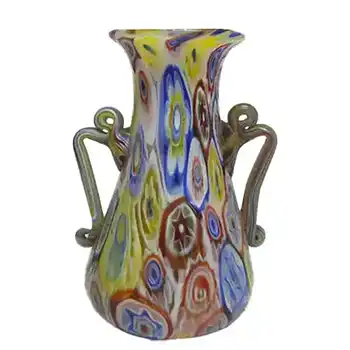 Fratelli Toso Millefiori Canes Murano Multicoloured Glass Vase