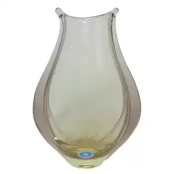 Zelezny Brod Sklo Czech Citrine Glass Vase - Labelled