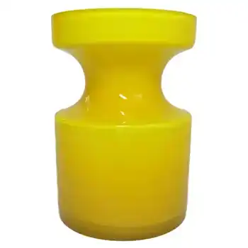 Alsterfors #S5014 Yellow Hooped Glass Vase Signed "P Ström 68"