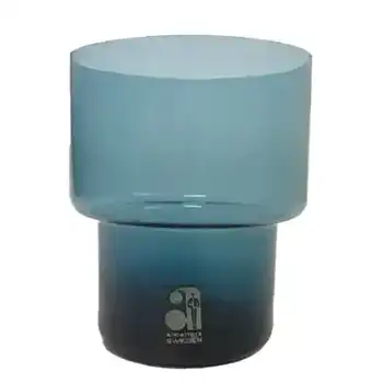 Alsterfors Scandinavian Blue Glass Tumbler - Labelled