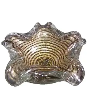 Barovier & Toso "Zebrati" Murano Gold Leaf Glass Bowl