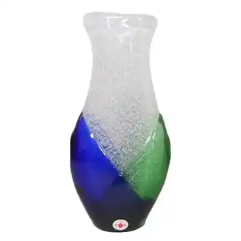 Beránek #7609 Czech Blue & Green Glass Vase by Frantisek Spinar
