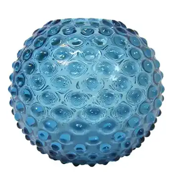 Borske Sklo 1950's Blue Glass Spherical 'Knobble' Vase