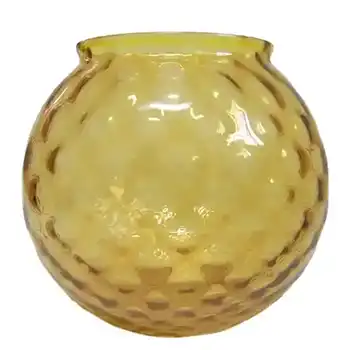 Borske Sklo 1950s Amber Glass Optical Ball Pattern Vase