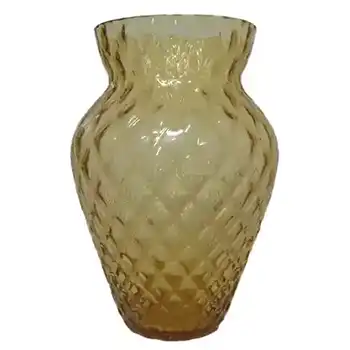 Borske Sklo 1950's Amber Glass Optical 'Caro' Vase