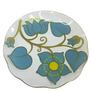 Chance Bros Turquoise Glass 'Lotus' Plate/Dish 1973