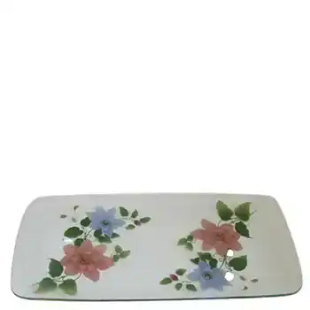 Chance Bros Pink/Blue Glass Clematis Plate/Dish 1971