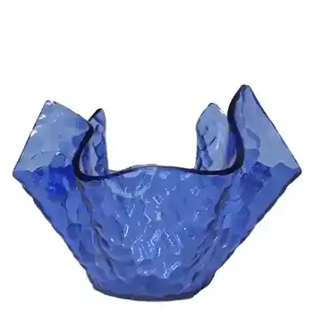 Chance Brothers Blue Glass 'Small Arctic' Handkerchief Vase