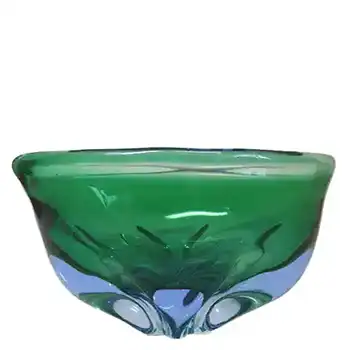 Chřibská #150/4/15 Czech Green & Blue Glass Bowl