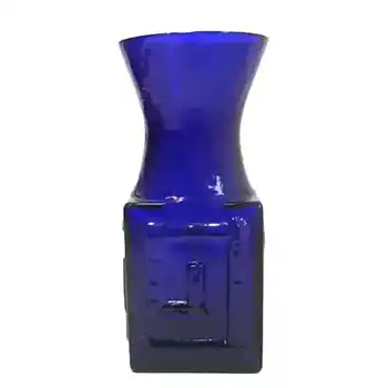 Dartington #FT58 Frank Thrower Blue Glass Greek Key Vase