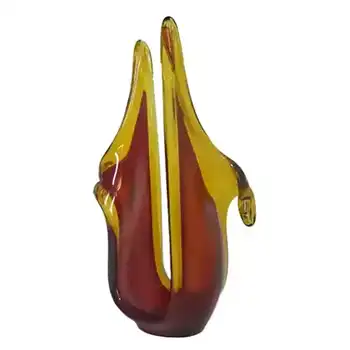 Viartec Murano Style Selenium Red & Orange Spanish Glass Sculpture